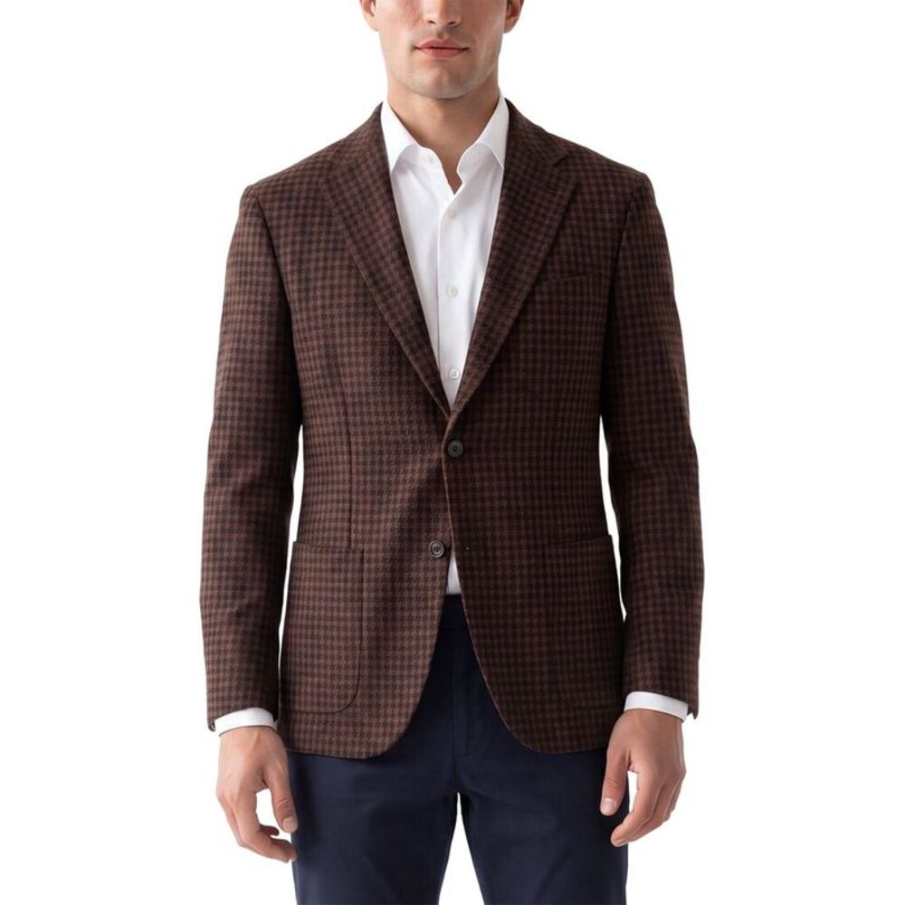 Corneliani Mens  Cc Collection Houndstooth Wool-Blend Blazer, Brown